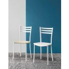 Modern Kitchen Chair in White Metal and Beech Wood Made in Italy - Ace Viadurini