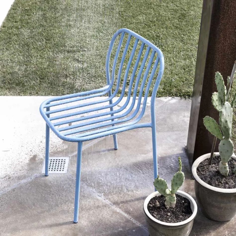 Stackable Metal Chair for Outdoor Made in Italy 2 Pieces - Simply Viadurini