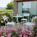Stackable Outdoor Chair Powder Coated Made in Italy, 4 Pieces - Amina