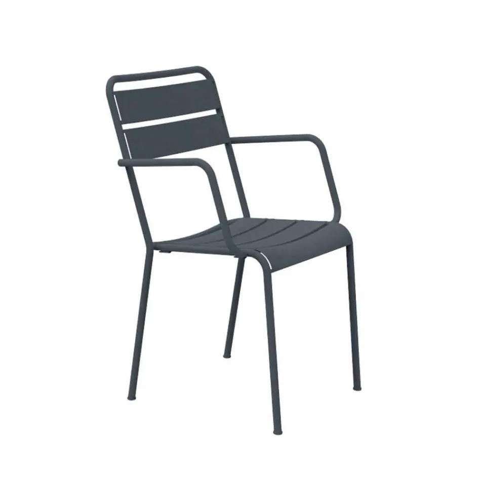 Stackable Outdoor Chair Powder Coated Made in Italy, 4 Pieces - Amina Viadurini