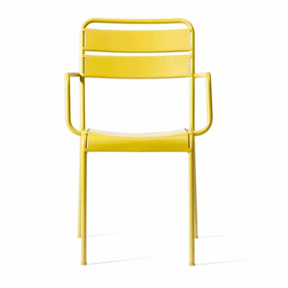 Stackable Outdoor Chair Powder Coated Made in Italy, 4 Pieces - Amina Viadurini