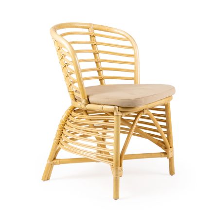 Chair for the Garden in Natural Rattan with Cushion Included - Torvi Viadurini