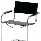 Chair for Conference Room or Meeting Room in Black Leather and Metal - Cirillo Viadurini