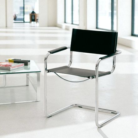 Conference Room or Meeting Room Chair in Black Leather and Metal – Cirillo1/2 Viadurini