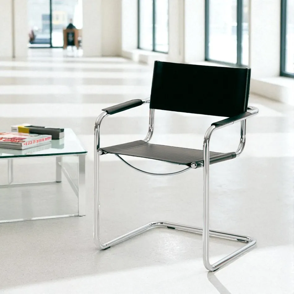 Conference Room or Meeting Room Chair in Black Leather and Metal – Cirillo1/2 Viadurini