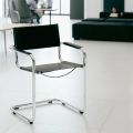 Conference Room or Meeting Room Chair in Black Leather and Metal – Cirillo3/4