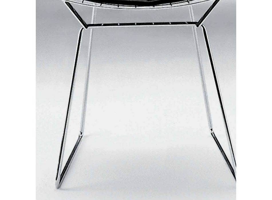 Dining Room Chair in Chromed Steel and Leather Made in Italy - Beniamino Viadurini