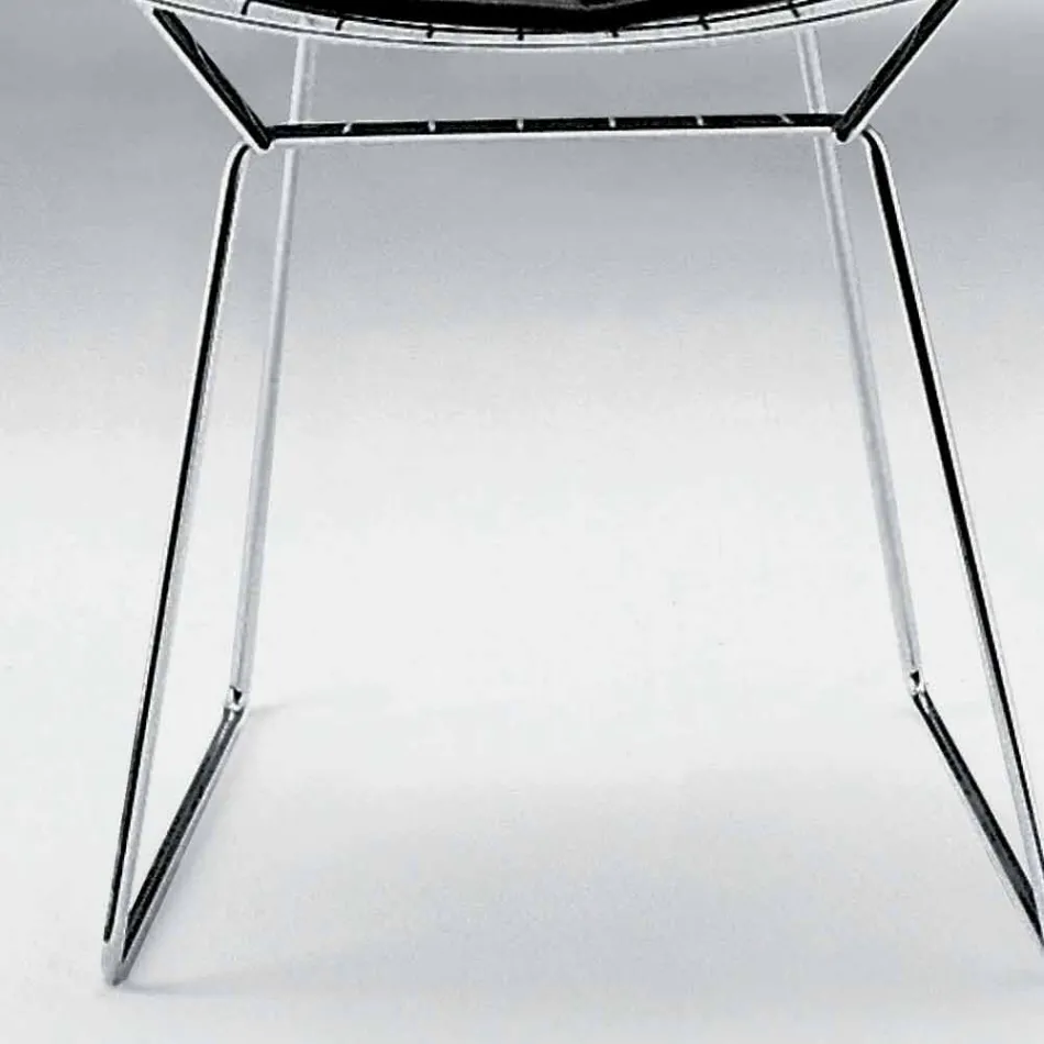 Dining Room Chair in Chromed Steel and Leather Made in Italy - Beniamino Viadurini
