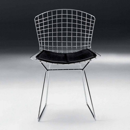 Dining Room Chair in Chromed Steel and Leather Made in Italy - Beniamino Viadurini