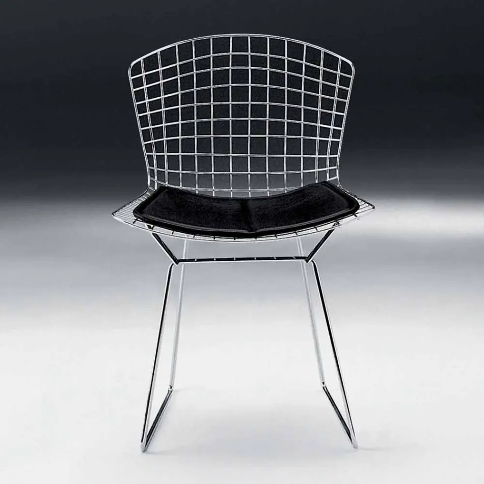 Dining Room Chair in Chromed Steel and Leather Made in Italy - Beniamino Viadurini