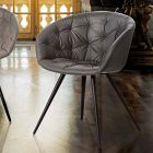 Dining Room Chair in Ecoleather with Legs in Black Painted Metal - Ezio Viadurini