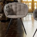 Dining Room Chair in Ecoleather with Legs in Black Painted Metal - Ezio