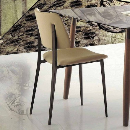 Dining Room Chair in Ecoleather and Metal Made in Italy, 2 Pieces - Selenium Viadurini