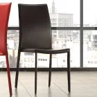 Metal Dining Room Chair Covered in Imitation Leather, 4 Pieces - Nadia Viadurini