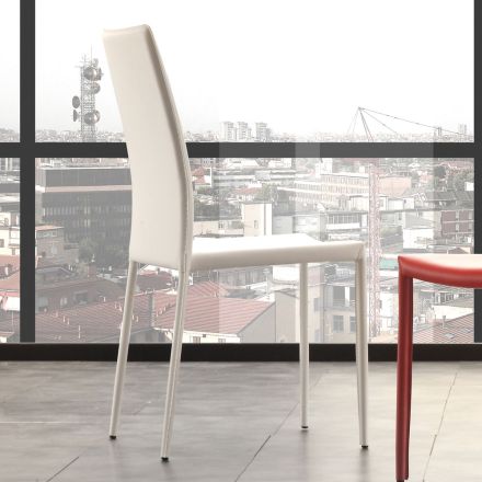Dining Room Chair in Metal Upholstered in Leatherette, 4 Pieces - Nadia Viadurini