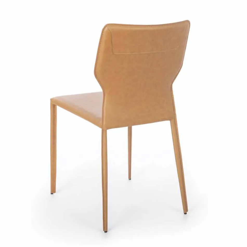Metal Dining Room Chair Upholstered in Leatherette, 4 Pieces - Titty Viadurini