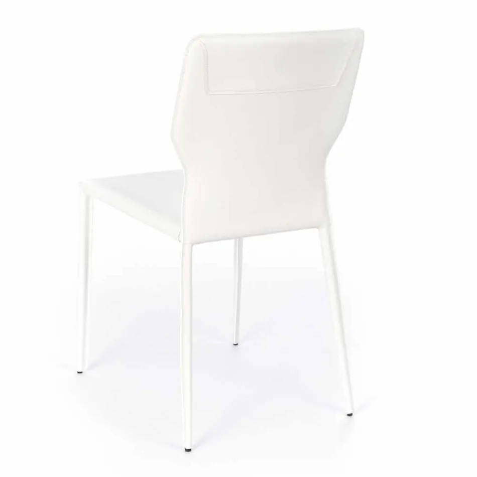 Metal Dining Room Chair Upholstered in Leatherette, 4 Pieces - Titty Viadurini