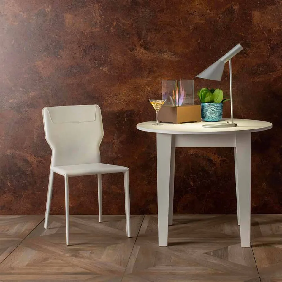 Metal Dining Room Chair Upholstered in Leatherette, 4 Pieces - Titty Viadurini