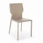 Metal Dining Room Chair Upholstered in Leatherette, 4 Pieces - Titty Viadurini