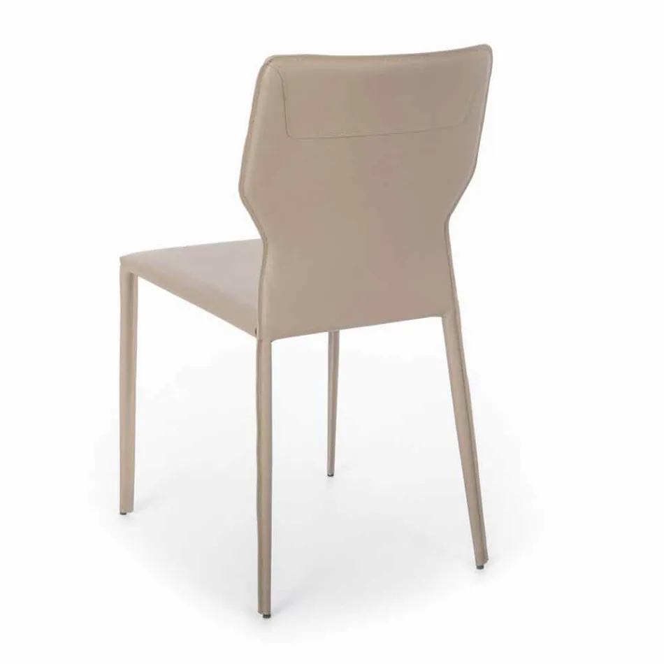 Metal Dining Room Chair Upholstered in Leatherette, 4 Pieces - Titty Viadurini
