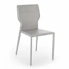 Metal Dining Room Chair Upholstered in Leatherette, 4 Pieces - Titty Viadurini
