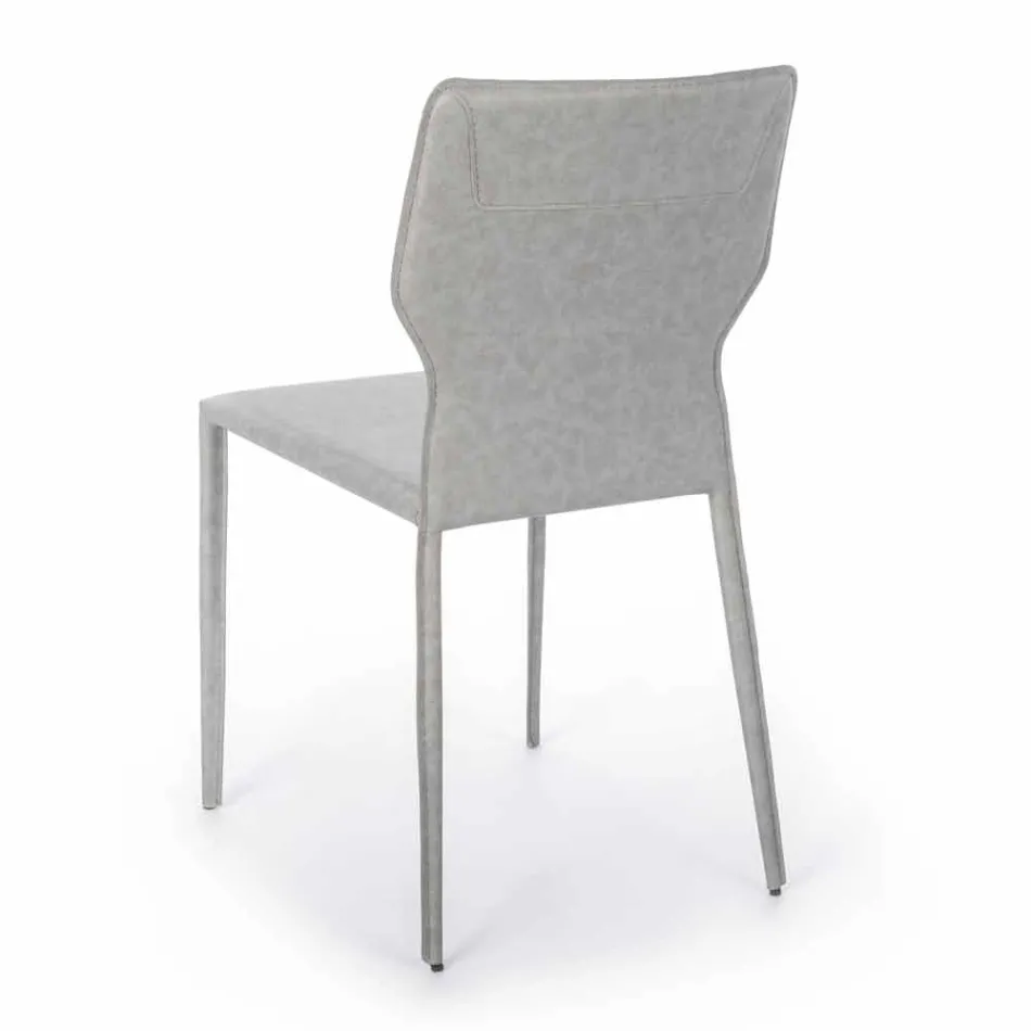Metal Dining Room Chair Upholstered in Leatherette, 4 Pieces - Titty Viadurini