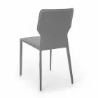 Metal Dining Room Chair Upholstered in Leatherette, 4 Pieces - Titty Viadurini
