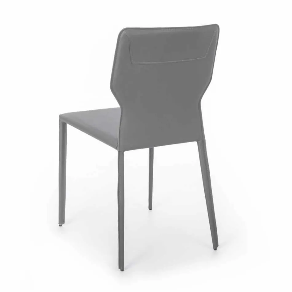 Metal Dining Room Chair Upholstered in Leatherette, 4 Pieces - Titty Viadurini