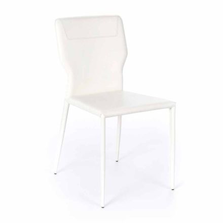 Metal Dining Room Chair Upholstered in Leatherette, 4 Pieces - Titty Viadurini