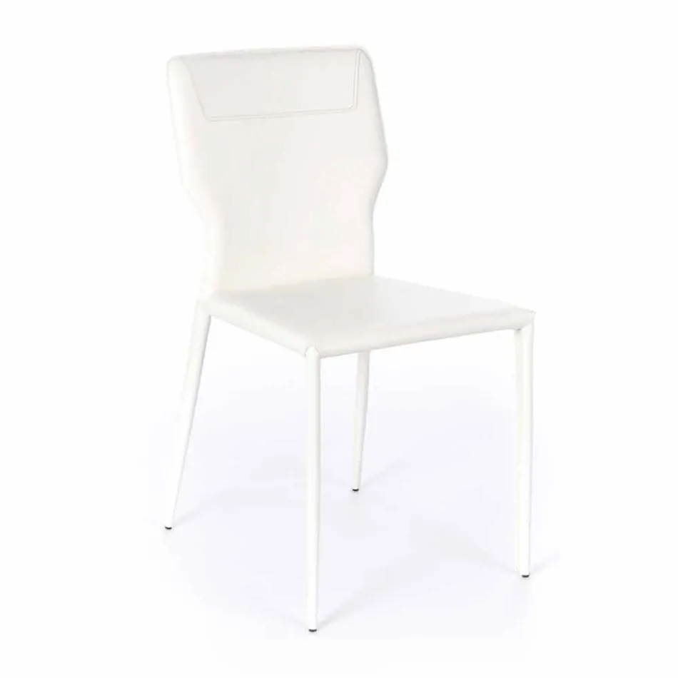 Metal Dining Room Chair Upholstered in Leatherette, 4 Pieces - Titty Viadurini