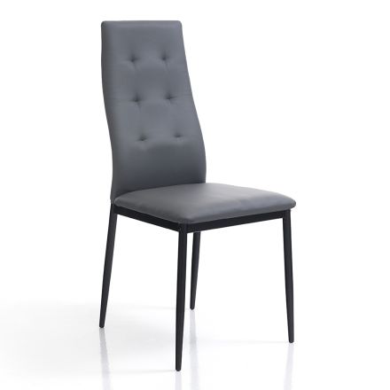 Dining Room Chair in Leather and Painted Metal 4 Pieces - Gunter Viadurini
