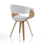 Dining Room Chair in Synthetic Leather and Plywood - Nubea Viadurini