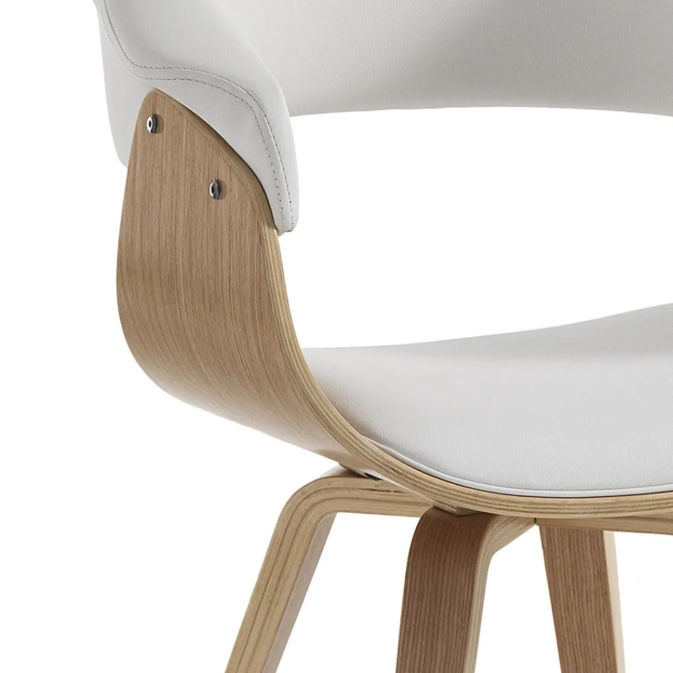 Dining Room Chair in Synthetic Leather and Plywood - Nubea Viadurini