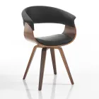 Dining Room Chair in Synthetic Leather and Plywood - Nubea Viadurini