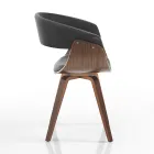 Dining Room Chair in Synthetic Leather and Plywood - Nubea Viadurini