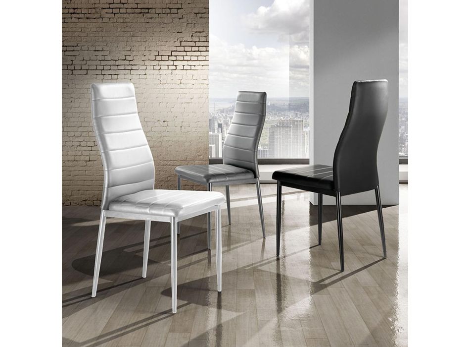 Dining Room Chair in Synthetic Leather and Metal 4 Pieces - Minorca Viadurini