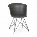Dining Room Chair in Leatherette and Steel 2 Pieces Homemotion - Katya