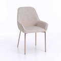 Dining Room Chair in Melange Leatherette and Metal, 4 Pieces - Cracco
