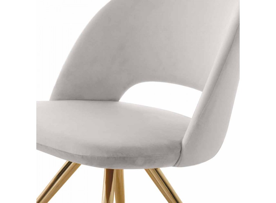 Fabric Dining Room Chair with Gold Legs Made in Italy - Marchesi Viadurini