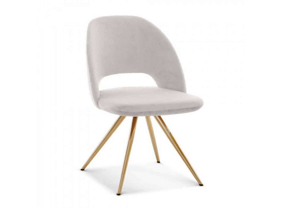 Fabric Dining Room Chair with Gold Legs Made in Italy - Marchesi Viadurini