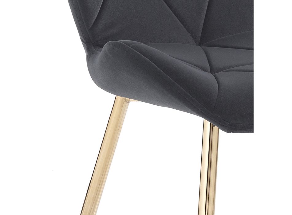 Dining Room Chair in Fabric and Golden Metal 4 Pieces - Smeralda Viadurini