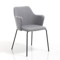 Dining Room Chair in Matt Black Fabric and Metal 2 Pieces - Corinna