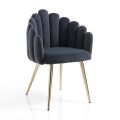 Dining Room Chair in Velvet Effect Fabric and Metal - Refined