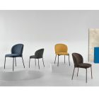Dining Room Chair in Upholstered Fabric and Metal 4 Pieces - Cup Viadurini