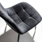 Dining Room Chair in Stain Resistant Velvet and Metal, 4 Pieces - Carlina Viadurini