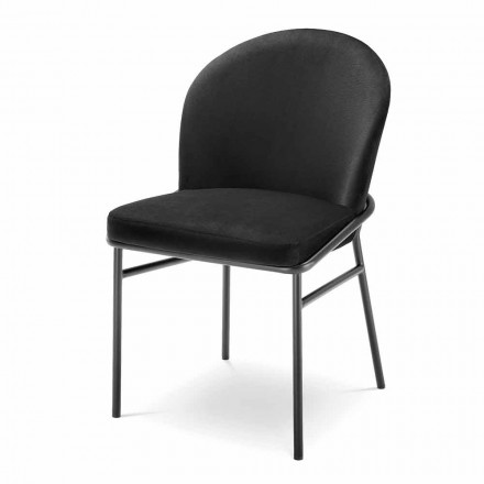 Modern Dining Room Chair in Fabric and Black Iron, 2 Pieces - Marica Viadurini