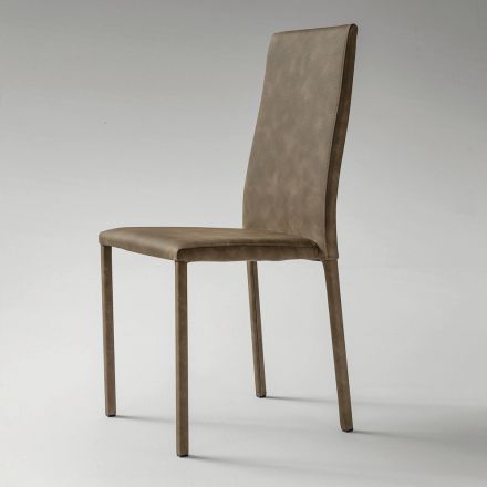 Dining Room Chair Upholstered in Eco-Leather Made in Italy, 2 Pieces - Belgian Viadurini