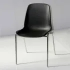 Modern Chair for Meeting Room or Conference Room in Metal and Black ABS - Zetica Viadurini