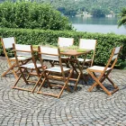 Outdoor Folding Chair in Acacia Wood and Textilene - Perfect Viadurini