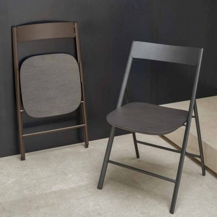 Folding Chair in Metal and Oak Wood 2 Pieces Made in Italy - Roberta Viadurini